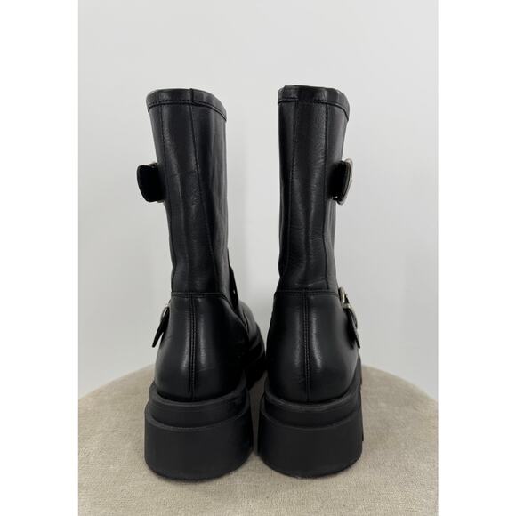 Maeve Anthropologie Black Leather Moto Boots NWOB Combat Boot Mid Calf 10 41 - Picture 4 of 5